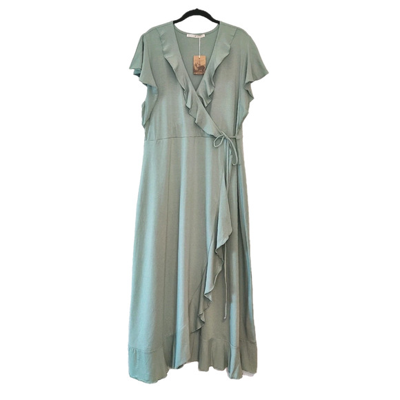 Peruvian Connection Julep Conservatory Dress Size XL Green Ruffle Soft Knit NWT - Picture 2 of 14